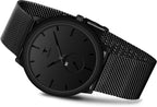 RUSTET Thin Minimalist - Fashion Unisex Dress with Stainless Steel Mesh Bandd Analog Watch - For Men