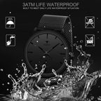 RUSTET Thin Minimalist - Fashion Unisex Dress with Stainless Steel Mesh Bandd Analog Watch - For Men