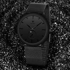 RUSTET Thin Minimalist - Fashion Unisex Dress with Stainless Steel Mesh Bandd Analog Watch - For Men