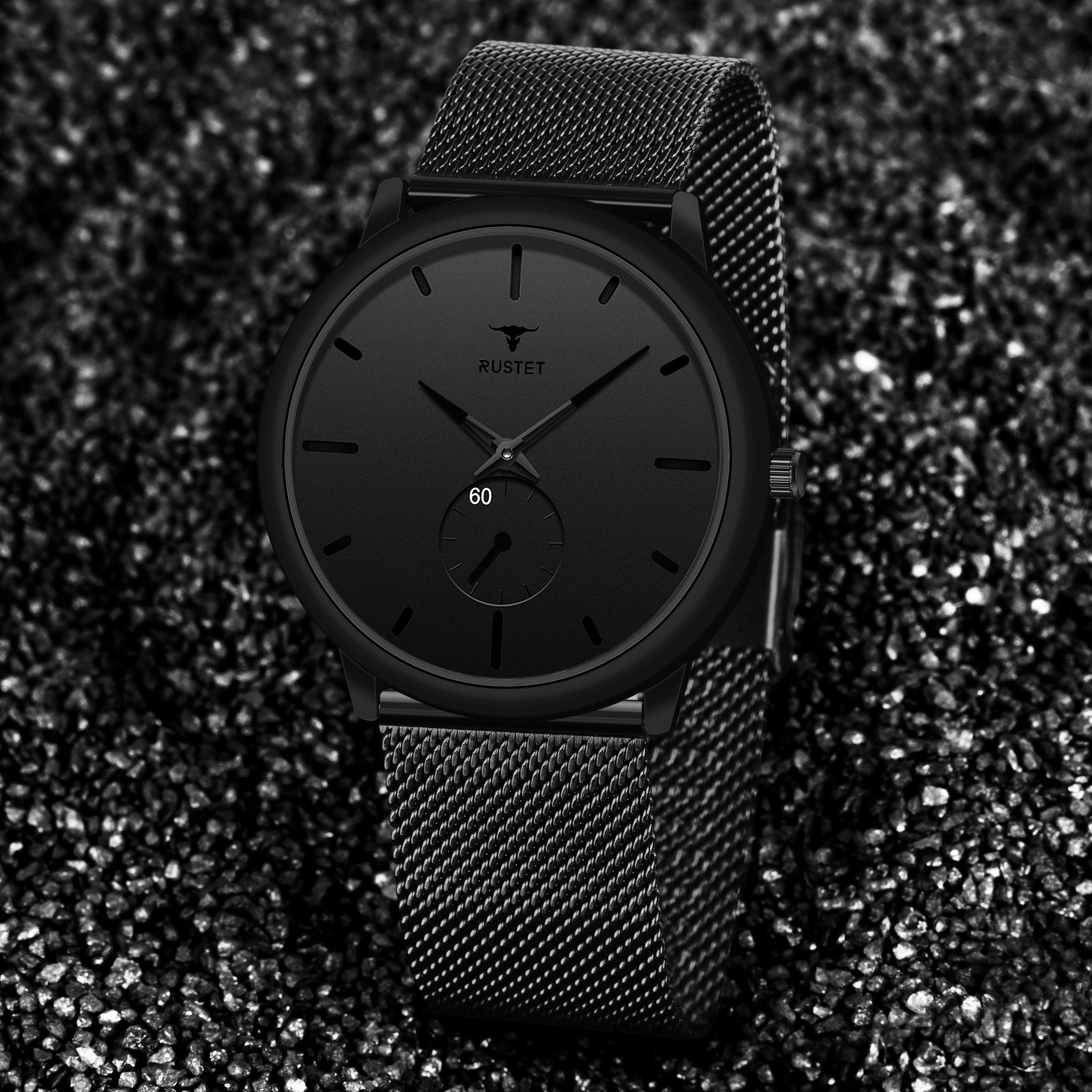 RUSTET Thin Minimalist - Fashion Unisex Dress with Stainless Steel Mesh Bandd Analog Watch - For Men