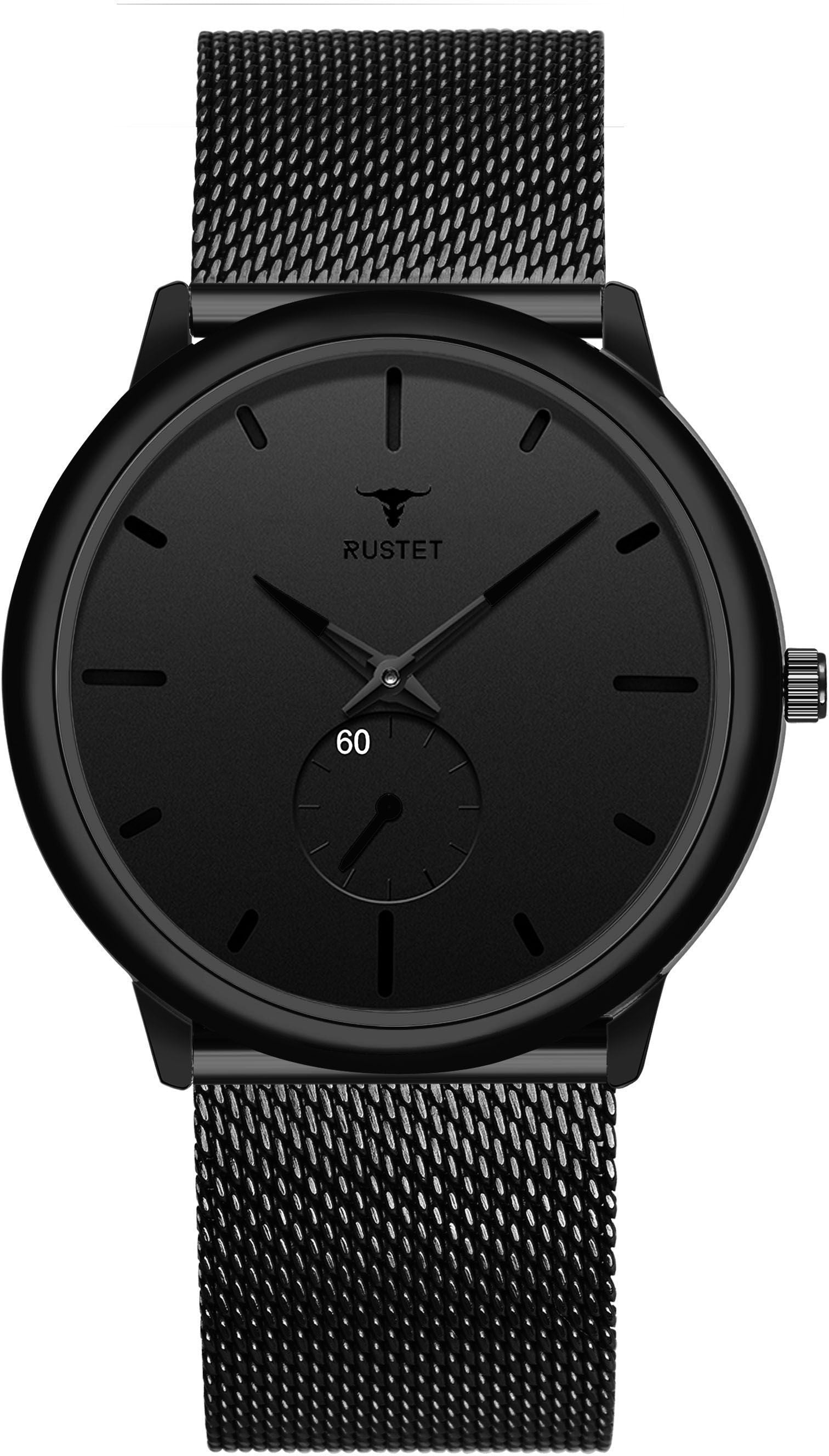RUSTET Thin Minimalist - Fashion Unisex Dress with Stainless Steel Mesh Bandd Analog Watch - For Men