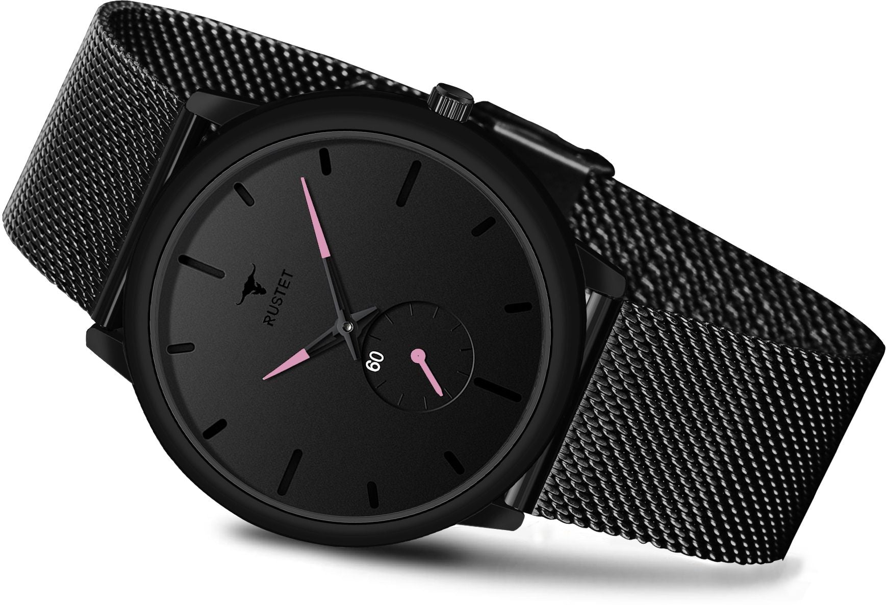 RUSTET Thin Minimalist - Fashion Unisex Dress with Stainless Steel Mesh Band Analog Watch - For Men