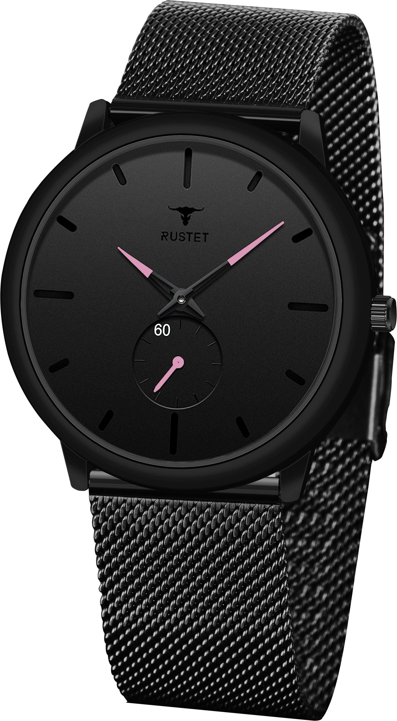 RUSTET Thin Minimalist - Fashion Unisex Dress with Stainless Steel Mesh Band Analog Watch - For Men
