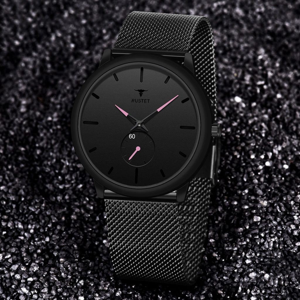 RUSTET Thin Minimalist - Fashion Unisex Dress with Stainless Steel Mesh Band Analog Watch - For Men