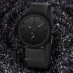 RUSTET Thin Minimalist - Fashion Unisex Dress with Stainless Steel Mesh Band Analog Watch - For Men