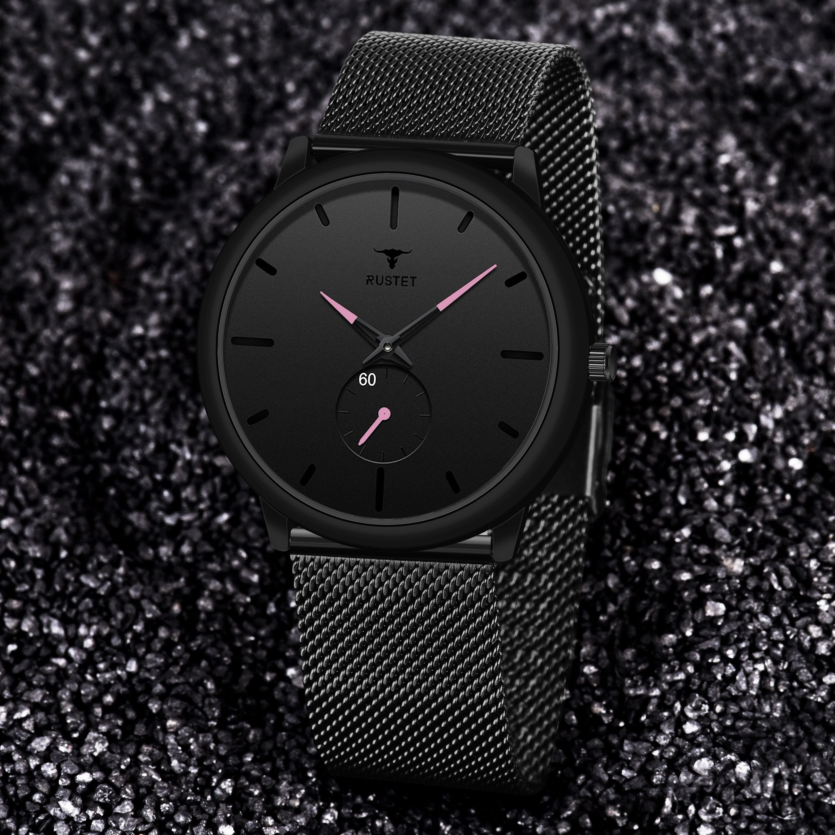 RUSTET Thin Minimalist - Fashion Unisex Dress with Stainless Steel Mesh Band Analog Watch - For Men