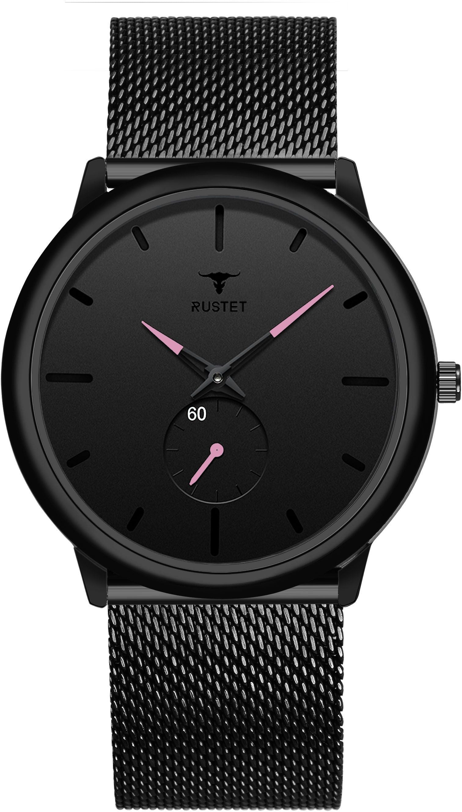 RUSTET Thin Minimalist - Fashion Unisex Dress with Stainless Steel Mesh Band Analog Watch - For Men