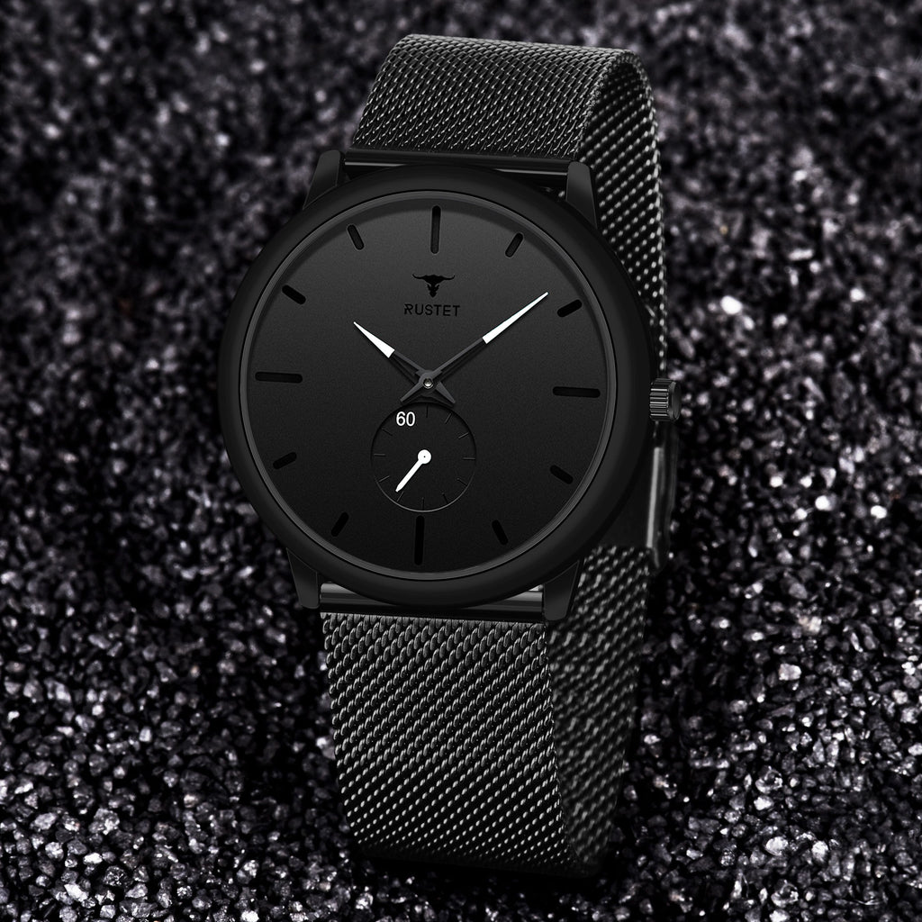 RUSTET Thin Minimalist - Fashion Unisex Dress with Stainless Steel Mesh Band Analog Watch - For Men