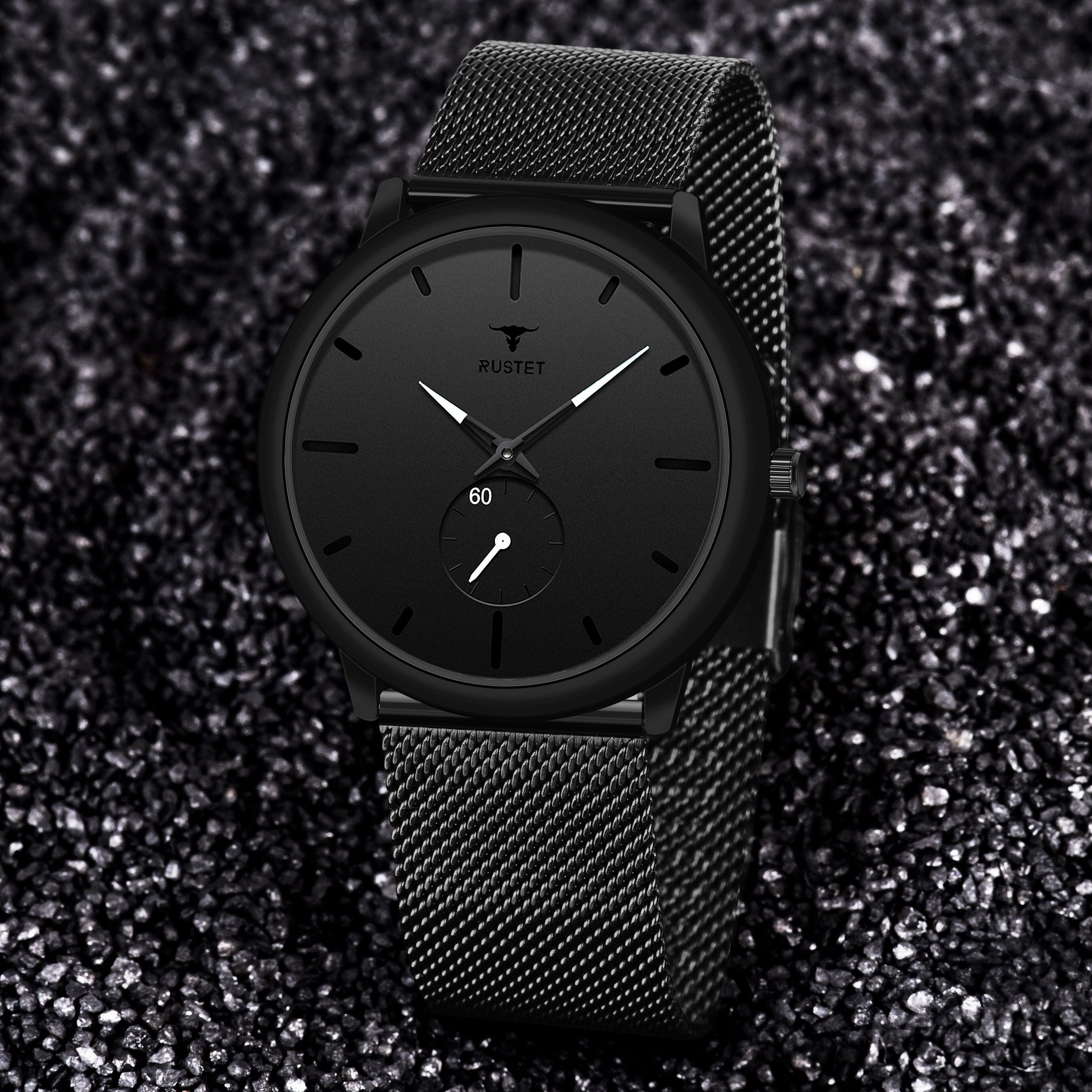 RUSTET Thin Minimalist - Fashion Unisex Dress with Stainless Steel Mesh Band Analog Watch - For Men