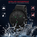 RUSTET Thin Minimalist - Fashion Unisex Dress with Stainless Steel Mesh Band Analog Watch - For Men