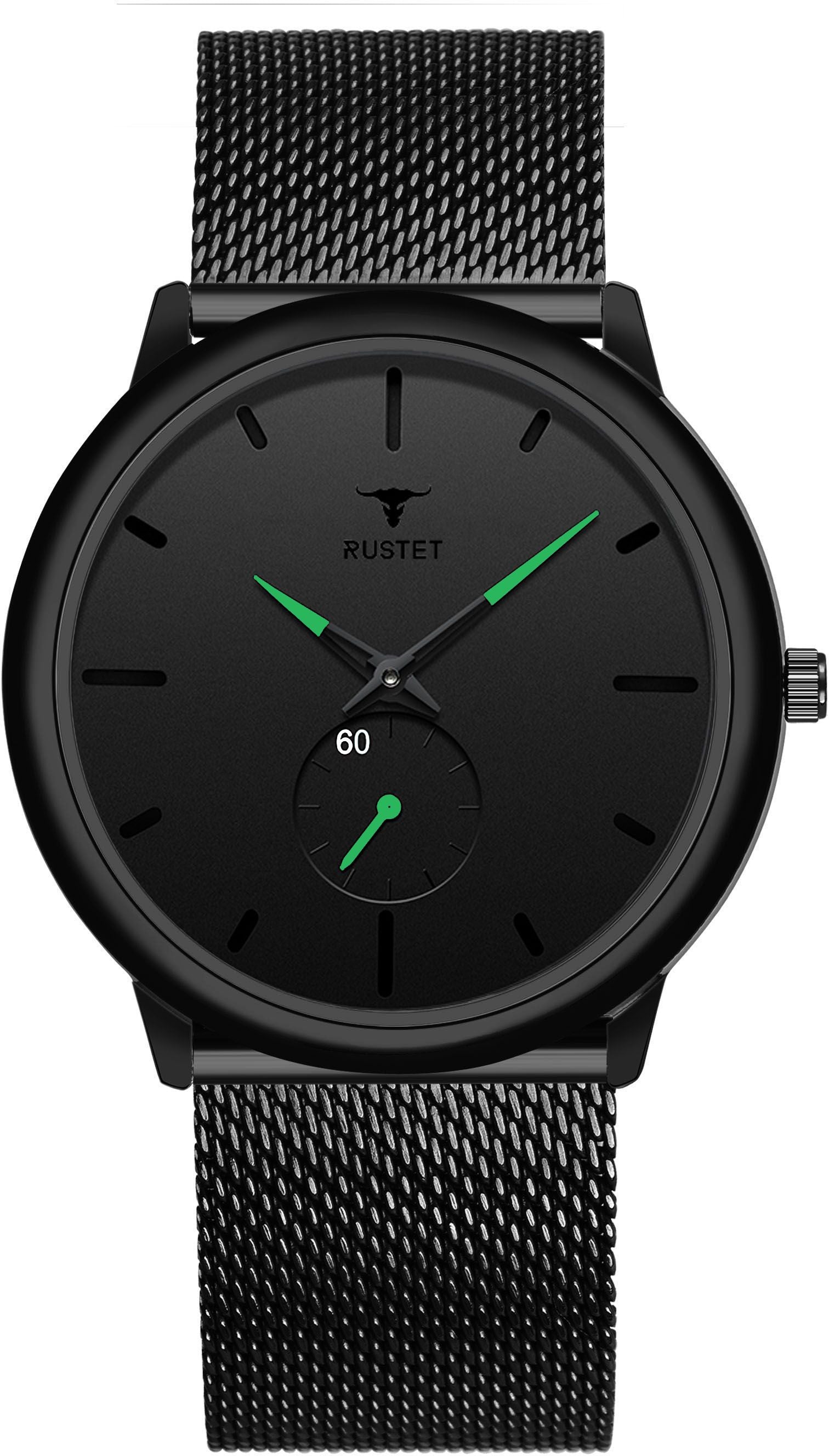 RUSTET Thin Minimalist - Fashion Unisex Dress with Stainless Steel Mesh Band Analog Watch - For Men