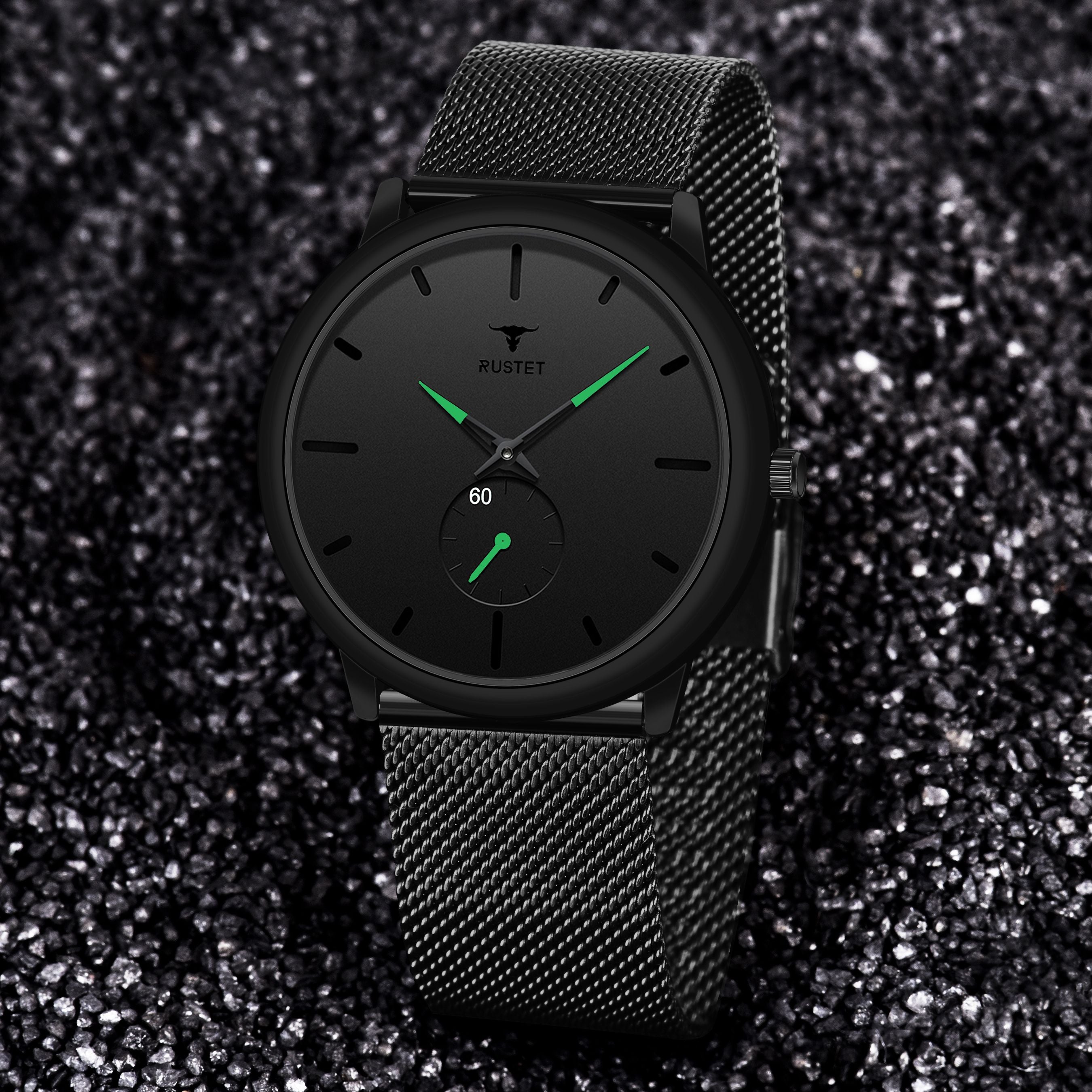 RUSTET Thin Minimalist - Fashion Unisex Dress with Stainless Steel Mesh Band Analog Watch - For Men