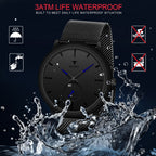 RUSTET Thin Minimalist - Fashion Unisex Dress with Stainless Steel Mesh Band Analog Watch - For Men