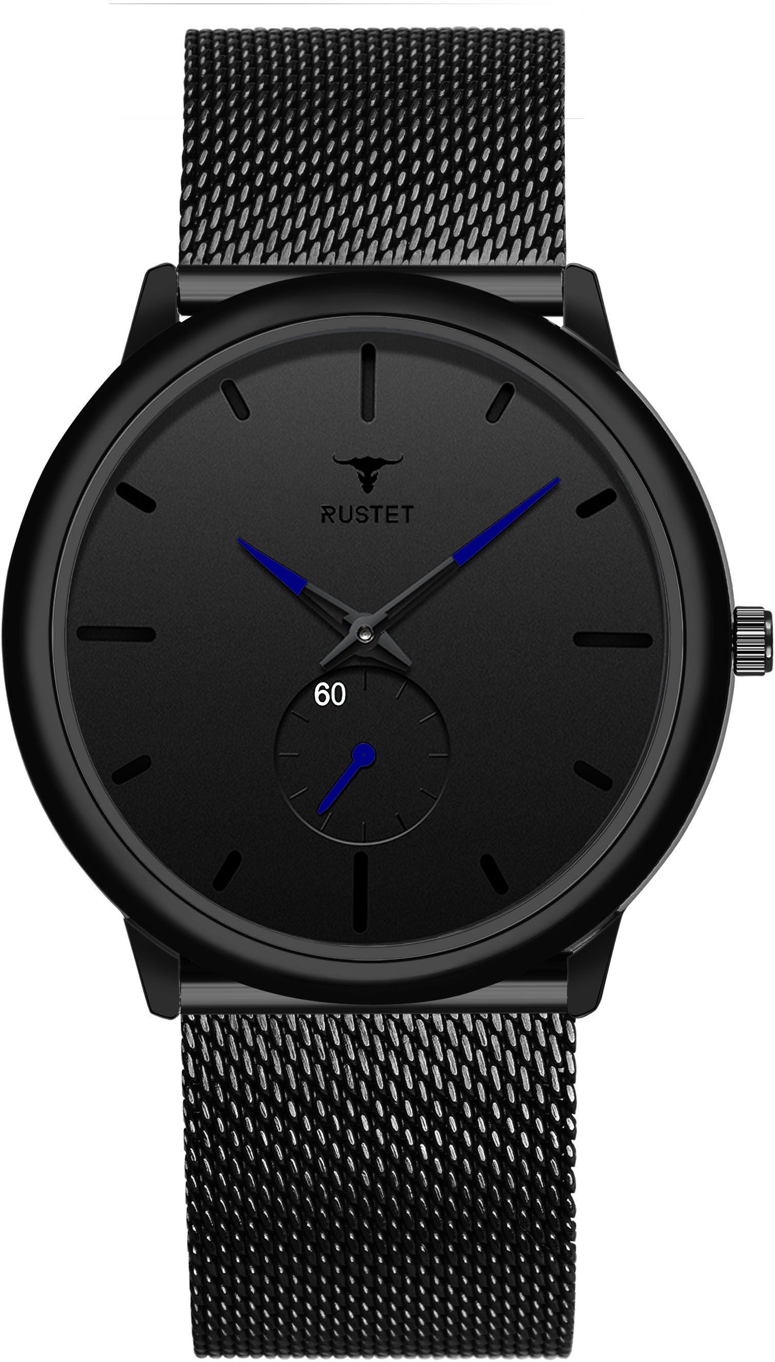 RUSTET Thin Minimalist - Fashion Unisex Dress with Stainless Steel Mesh Band Analog Watch - For Men