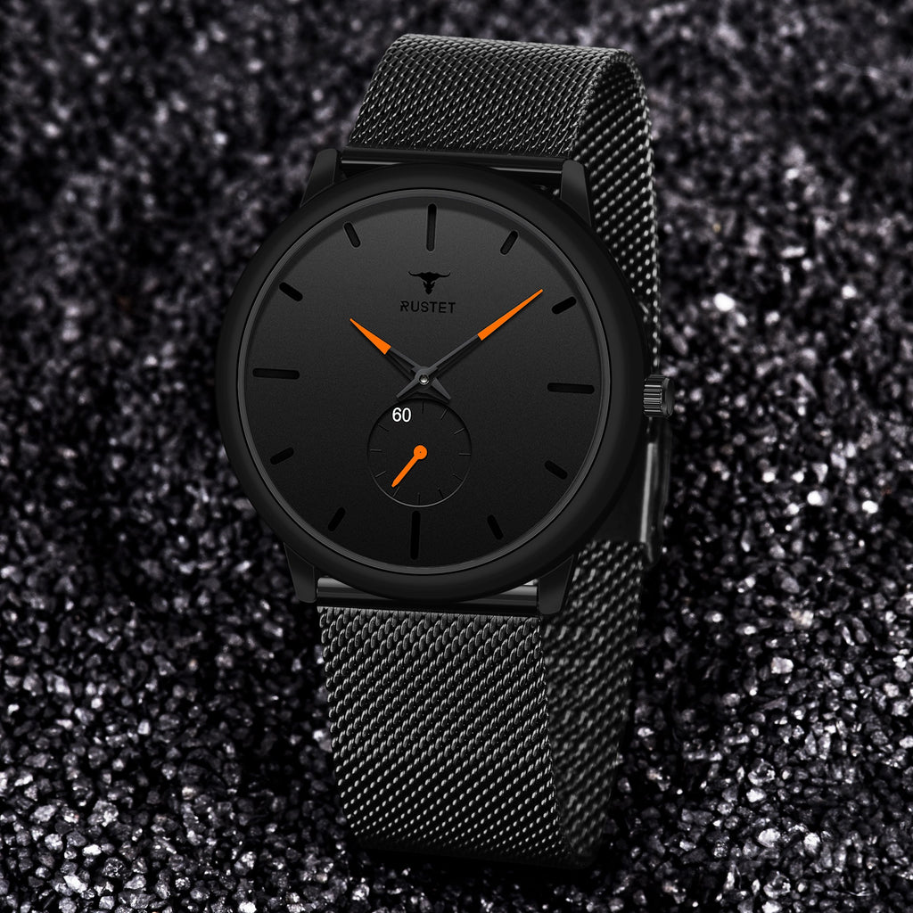 RUSTET Thin Minimalist - Fashion Unisex Dress with Stainless Steel Mesh Band Analog Watch - For Men