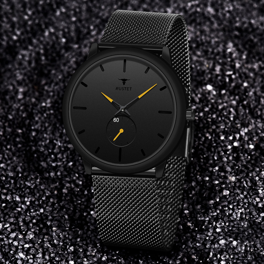 RUSTET Thin Minimalist - Fashion Unisex Dress with Stainless Steel Mesh Band Analog Watch - For Men