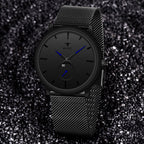 RUSTET Thin Minimalist - Fashion Unisex Dress with Stainless Steel Mesh Band Analog Watch - For Men