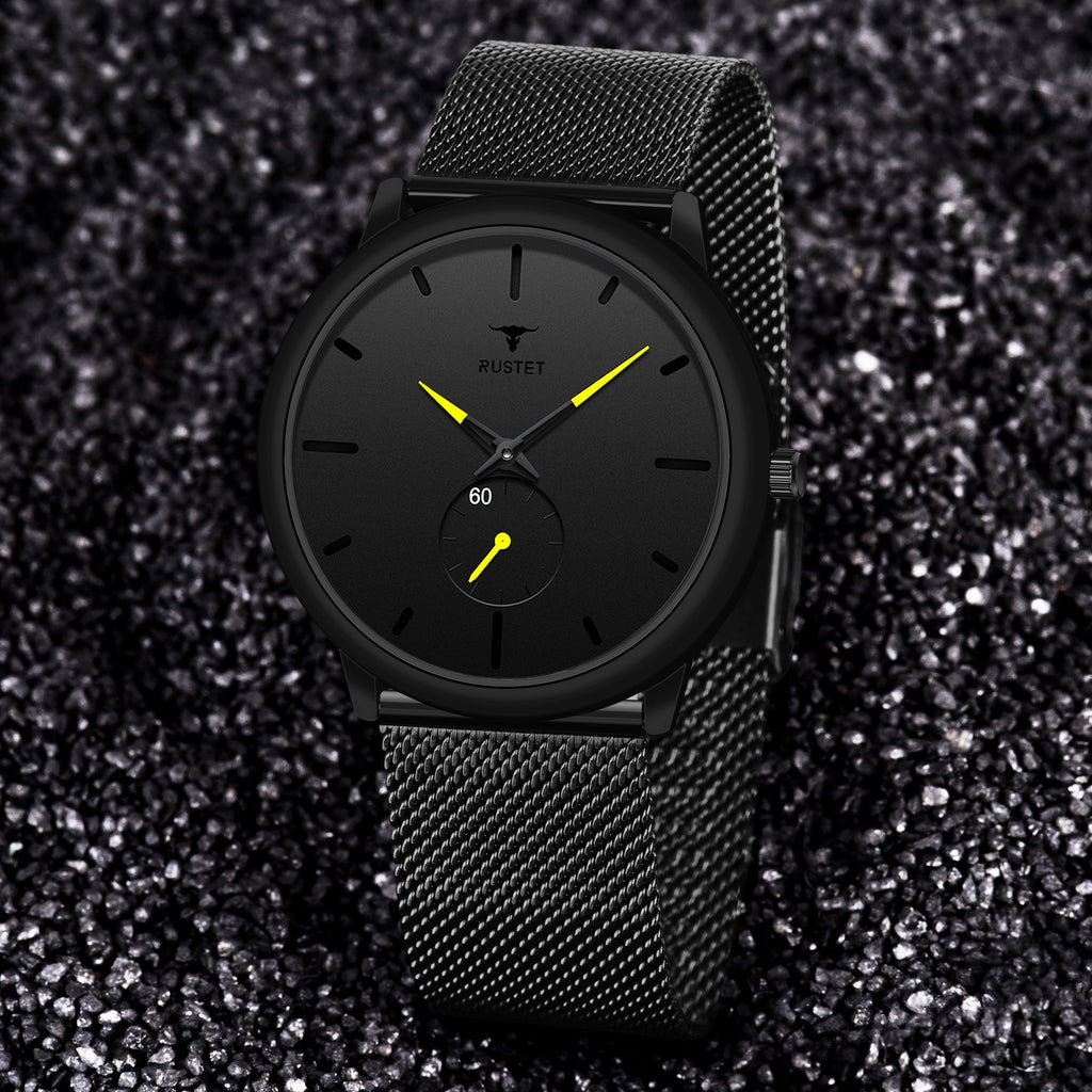 RUSTET Thin Minimalist - Fashion Unisex Dress with Stainless Steel Mesh Band Analog Watch - For Men