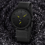 RUSTET Thin Minimalist - Fashion Unisex Dress with Stainless Steel Mesh Band Analog Watch - For Men