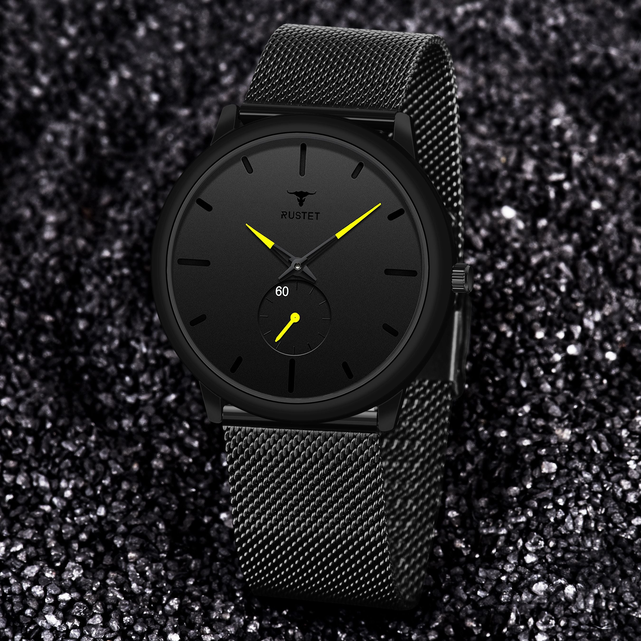 RUSTET Thin Minimalist - Fashion Unisex Dress with Stainless Steel Mesh Band Analog Watch - For Men