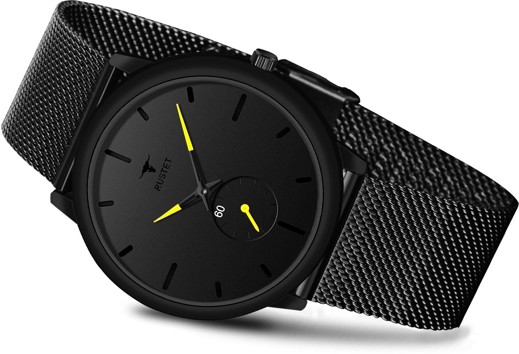 RUSTET Thin Minimalist - Fashion Unisex Dress with Stainless Steel Mesh Band Analog Watch - For Men
