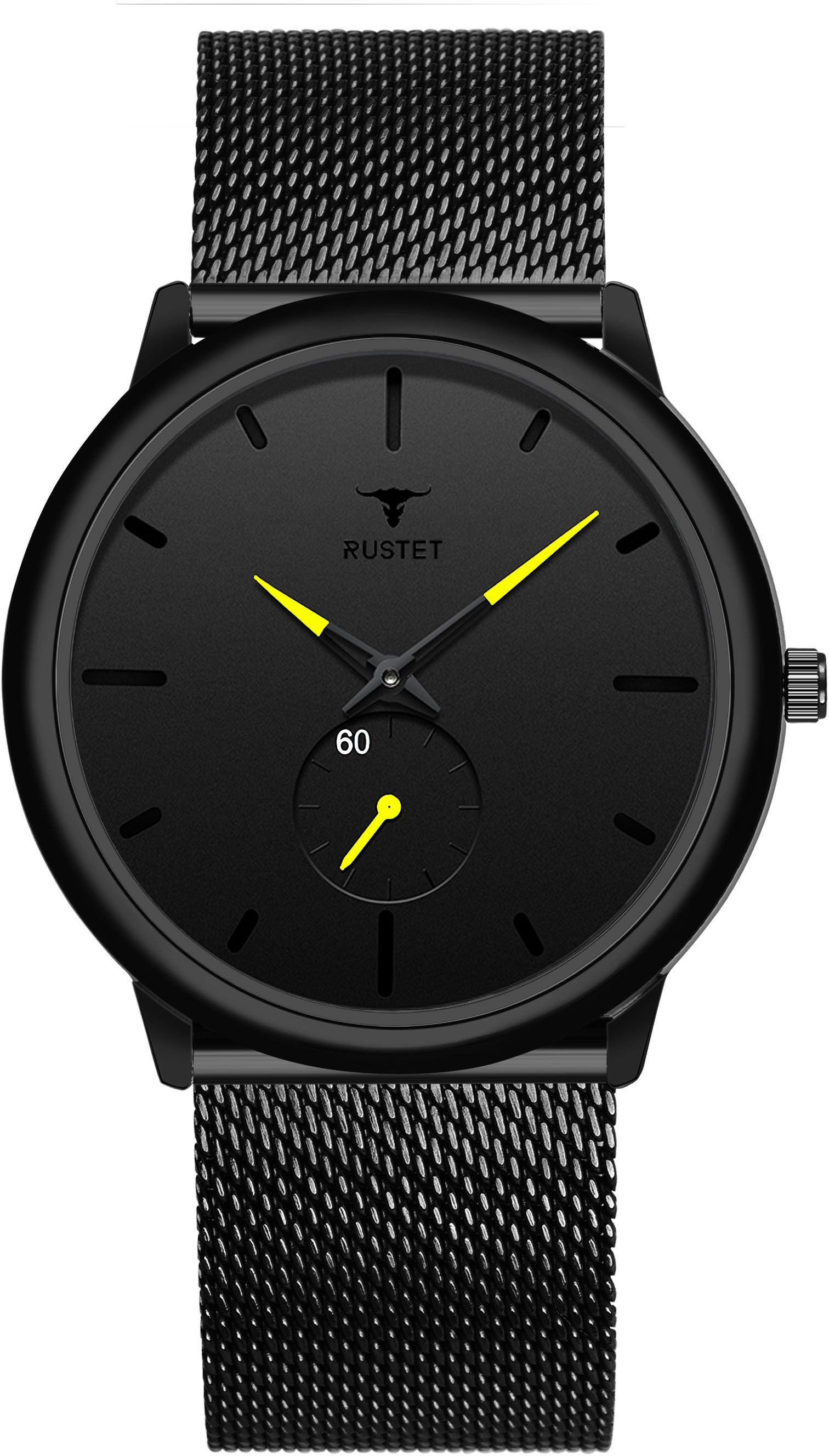RUSTET Thin Minimalist - Fashion Unisex Dress with Stainless Steel Mesh Band Analog Watch - For Men