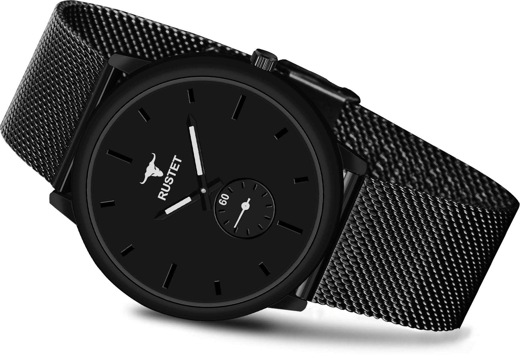 RUSTET Working Chronograph Black Edition Mesh Safer Strap Analog Watch - For Men