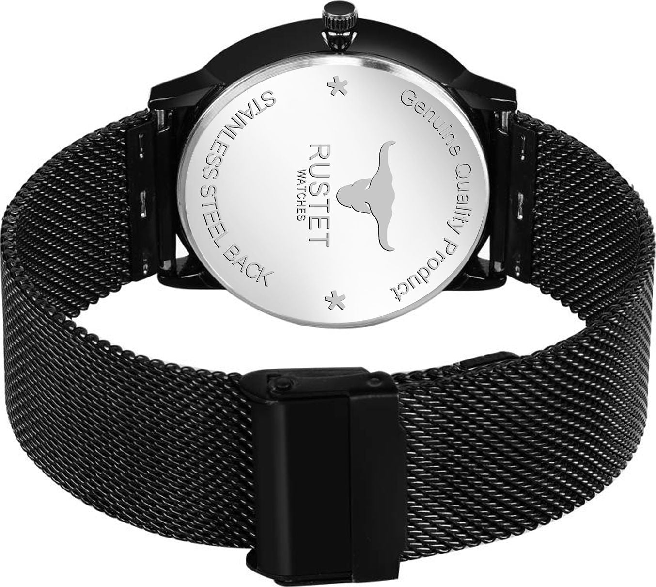 RUSTET Thin Minimalist - Fashion Unisex Dress with Stainless Steel Mesh Band Analog Watch - For Men