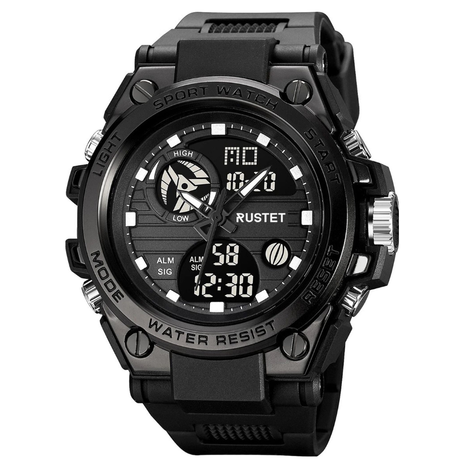 RUSTET Sports Watch with PU Strap 5 ATM Waterproof Analog-Digital Watch - For Men