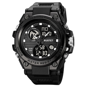 RUSTET Sports Watch with PU Strap 5 ATM Waterproof Analog-Digital Watch - For Men