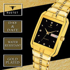 RUSTET IGP-DIAMOND-BLK Waterproof Gold Square Dial Day and Date Boy's & Men's Analog Watch - For Men