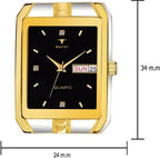 RUSTET IGP-TT-BLK Waterproof Gold Square Dial Day and Date Boy's & Men's Analog Watch - For Men