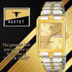 RUSTET IGP-TT-GOLD Waterproof Gold Square Dial Day and Date Boy's & Men Analog Watch - For Men