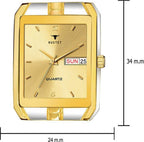 RUSTET IGP-TT-GOLD Waterproof Gold Square Dial Day and Date Boy's & Men Analog Watch - For Men