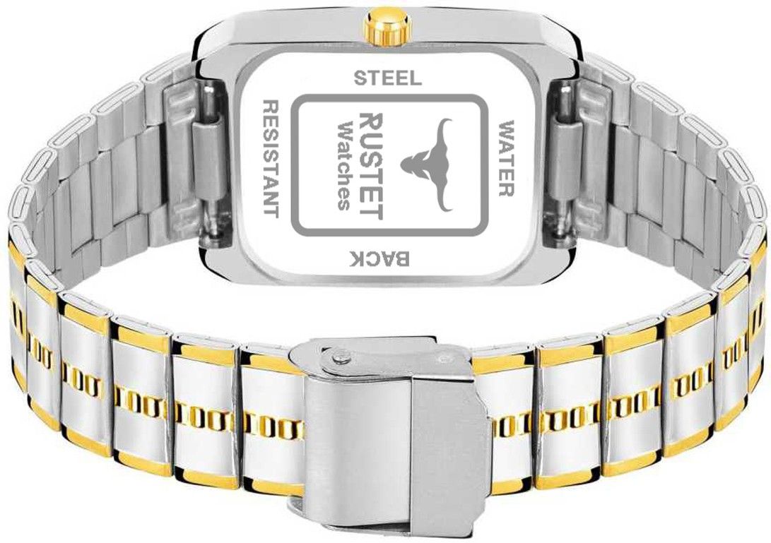 RUSTET IGP-TTHM-BLK Waterproof Gold Square Dial Day and Date Boy's & Men's Analog Watch - For Men