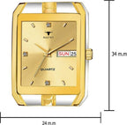 RUSTET IGP-TT-GOLD Waterproof Gold Square Dial Day and Date Boy's & Men's Analog Watch - For Men
