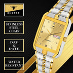 RUSTET IGP-TT-GOLD Waterproof Gold Square Dial Day and Date Boy's & Men's Analog Watch - For Men
