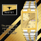 RUSTET IGP-TT-GOLD Waterproof Gold Square Dial Day and Date Boy's & Men's Analog Watch - For Men
