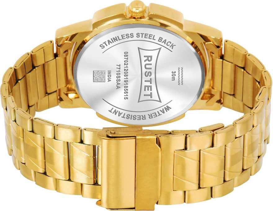 RUSTET LS3890 ORIGINAL GOLD PLATED DAY & DATE FUNCTIONING WATCH FOR BOYS Analog Watch - For Men