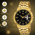 RUSTET RSTET-LS4010 ORIGINAL GOLD PLATED DAY & DATE FUNCTION WATERPROOF WATCH FOR BOYS Analog Watch - For Men