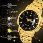 RUSTET RSTET-LS4010 ORIGINAL GOLD PLATED DAY & DATE FUNCTION WATERPROOF WATCH FOR BOYS Analog Watch - For Men