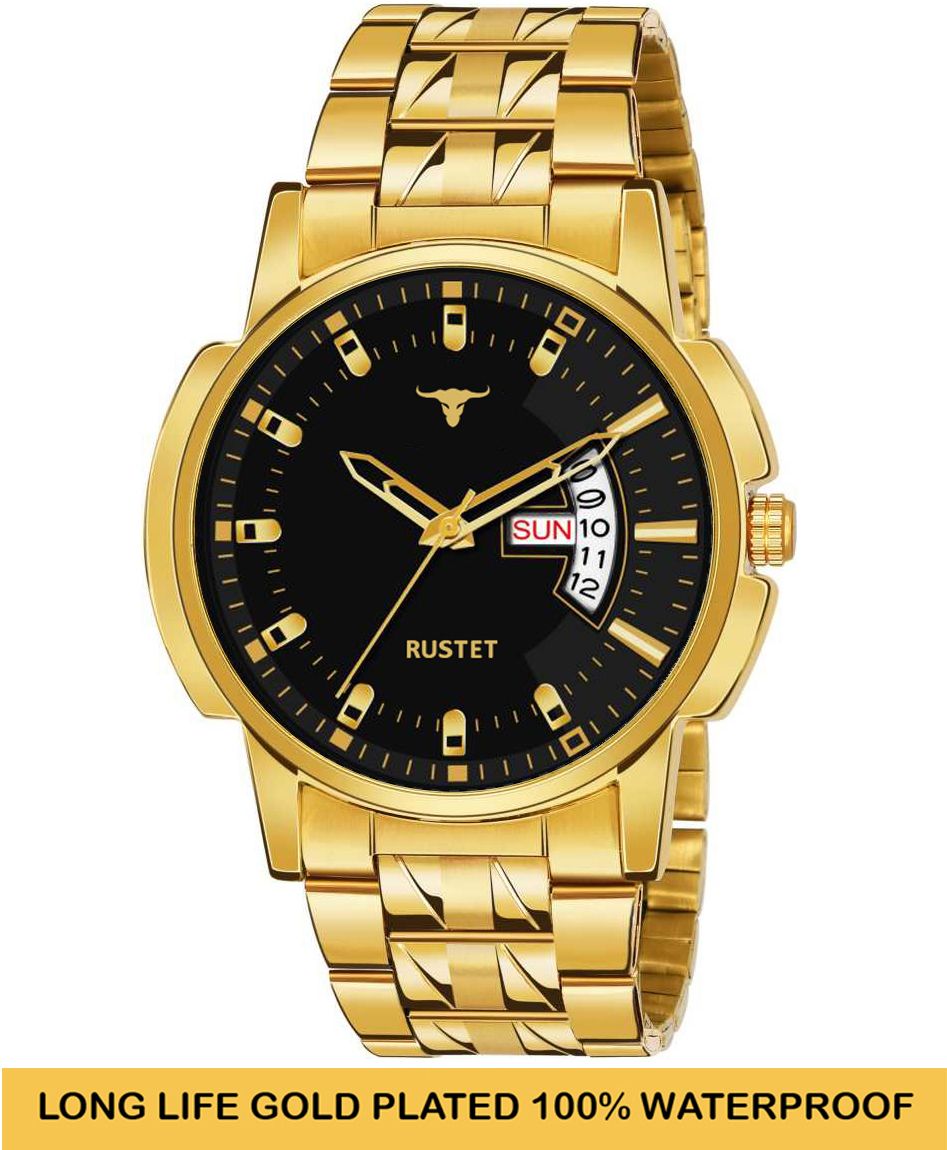 RUSTET RSTET-LS4010 ORIGINAL GOLD PLATED DAY & DATE FUNCTION WATERPROOF WATCH FOR BOYS Analog Watch - For Men