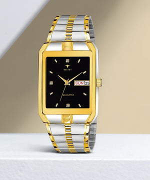 RUSTET IGP-TT-BLK Waterproof Gold Square Dial Day and Date Boy's & Men's Analog Watch - For Men