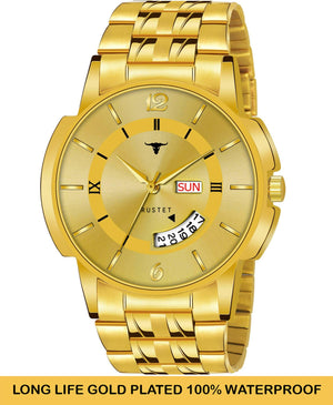 RUSTET RSTET-LS3062 ORIGINAL GOLD PLATED DAY & DATE FUNCTIONING WATCH FOR BOYS Analog Watch - For Men