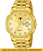 RUSTET RSTET-LS4020 ORIGINAL GOLD PLATED DAY & DATE FUNCTION WATCH FOR BOYS Analog Watch - For Men