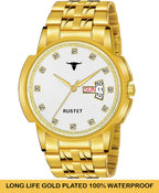 RUSTET RSTET-LS4020 ORIGINAL GOLD PLATED DAY & DATE FUNCTION WATCH FOR BOYS Analog Watch - For Men