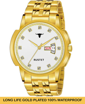 RUSTET RSTET-LS4020 ORIGINAL GOLD PLATED DAY & DATE FUNCTION WATCH FOR BOYS Analog Watch - For Men
