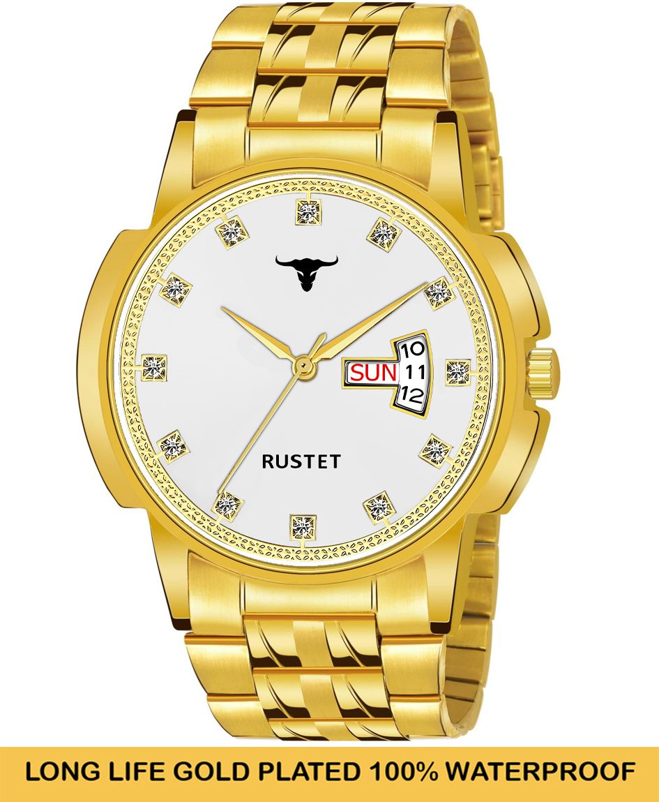 RUSTET RSTET-LS4020 ORIGINAL GOLD PLATED DAY & DATE FUNCTION WATCH FOR BOYS Analog Watch - For Men